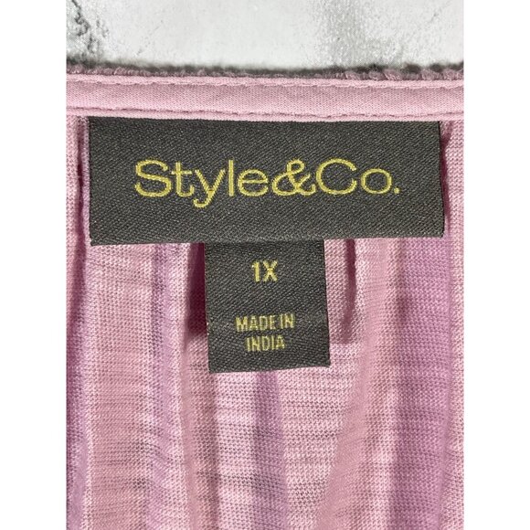 Style & Co Womens Pink Eyelet Embroidered Peasant Blouse 3/4 Sleeve Size 1X - Picture 5 of 7